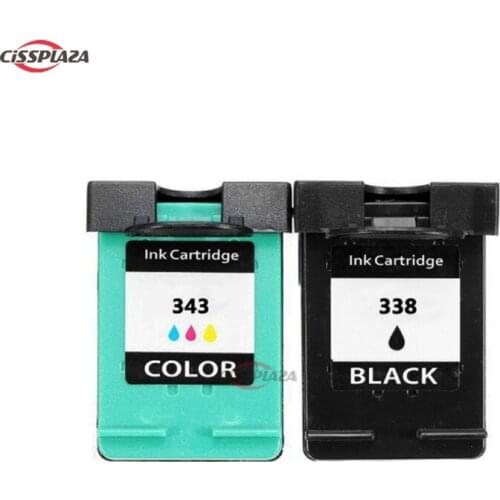 CISSPLAZA 2pk compatible for hp343 338 Ink Cartridge PSC 1500 1510 1513 1600 1610 2300 2600 2610 Photosmart C3100 C3110 C3150