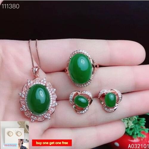 KJJEAXCMY fine Jewelry 925 sterling silver inlaid natural Jasper girl popular pendant ring earring set support test hot selling