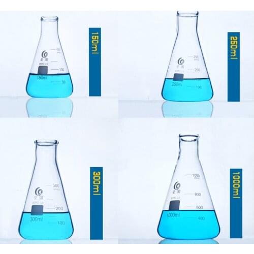 1 set Conical Glass Flask High Borosilicate Glass Erlenmeyer flask triangular Measuring Bottle high temperature resistance Lab