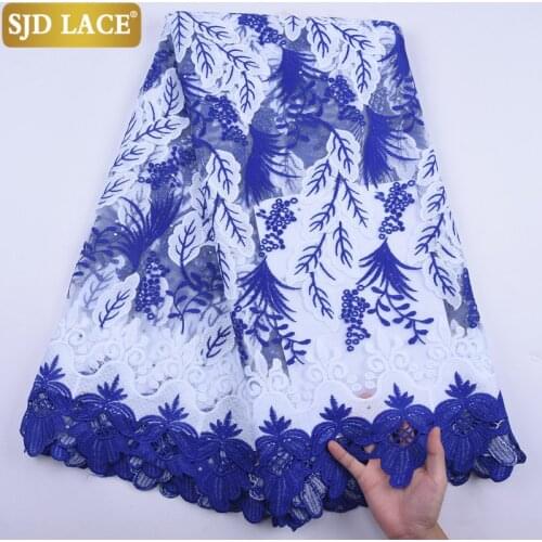SJD LACE French Lace Fabric With Stones Embroidery African Lace Fabric Soft Milk Silk Laces For Wedding Festival Design SewA2070