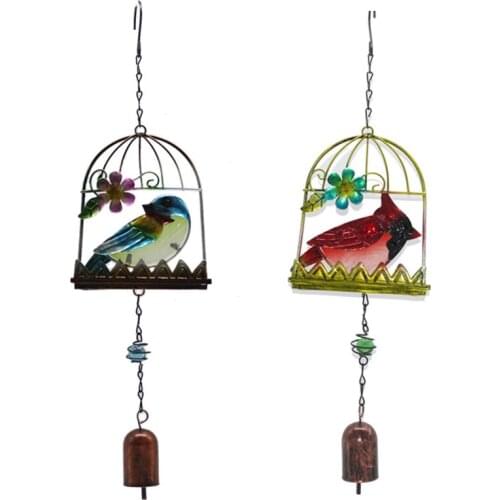 Cute European Bird Cage Wind Chimes Outdoor Garden Porch Balcony Home Decoration Wind Bells Ornament Windchimes Room Decor