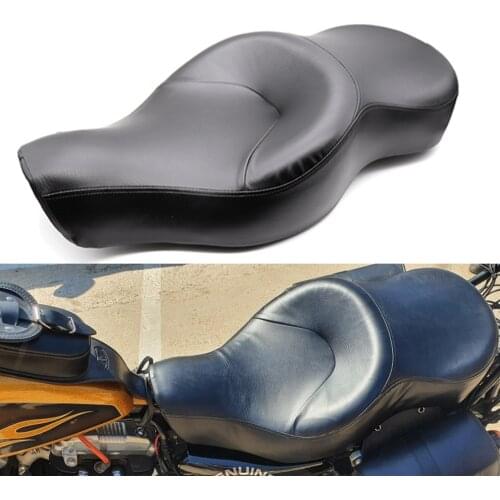 Motorcycle Leather Two Up Driver Front Rear Passenger Seat For Harley Sportster XL iron 883 1200 48 Forty-eight