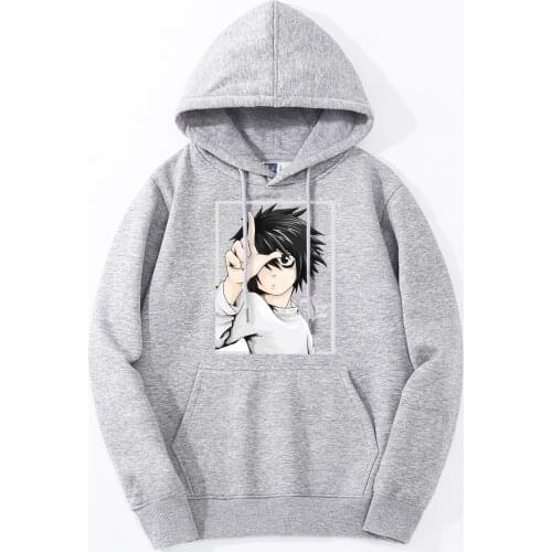 2019 Spring Winter New Fleece Japanese Anime Death Note Yagami Light Men Sweatshirt Fashion Fitness Hoodies Harajuku Sportswear