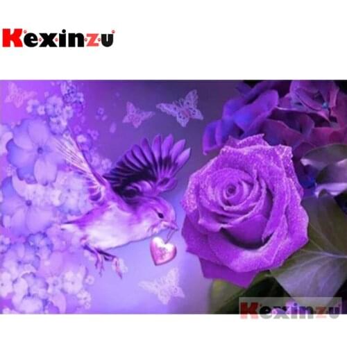 Kexinzu Full Square/Round Drill 5D DIY Diamond Painting "Purple hummingbird" Diamond Embroidery Cross Stitch 3D Decor Gift K8422