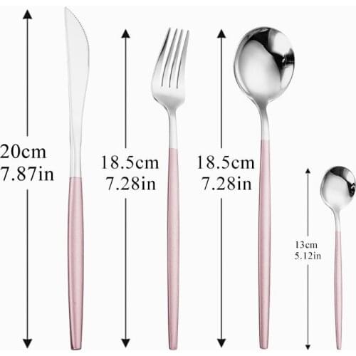 Dinnerware Set Stainless Cutlery Set Pink silver Forks Knives Spoons Tableware 16 pcs Stainless Steel Kitchen Reusable Cutlery