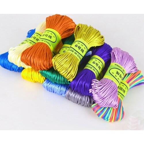 20 Meter 2mm Braided Macrame Satin Silk Cord Chinese Knot Nylon Rattail Thread