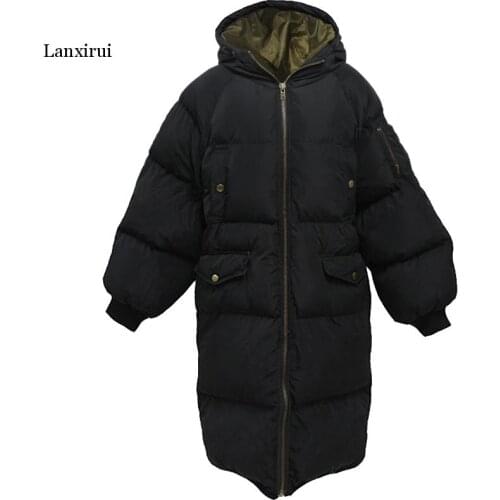Winter 2020 new men women long style coat student big size baggy cotton-padded jacket cheap wholesale fast shipping