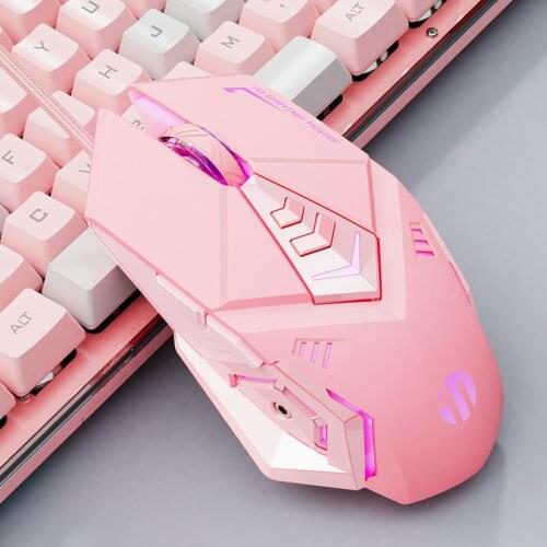 Optical Office Computer Mouse Wired USB Gaming Mouse Pink Mute RGB Gamer 7 Buttons Mice For Desktop Laptop Ergonomic Game Mouse