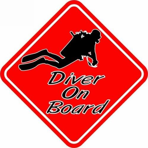 Dawasaru Diver on Board Warning Car Sticker Decoration Waterproof Decal Laptop Truck Motorcycle Auto Accessories PVC,12cm*12cm