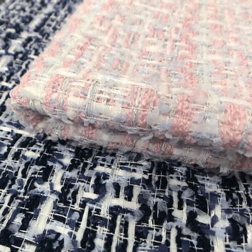 Pink Tweed Woven Yarn Dyed Autumn Winter Fabrics Sewing Fashion Coat Outwear Dress DIY Crafts 100X150cm Tissu