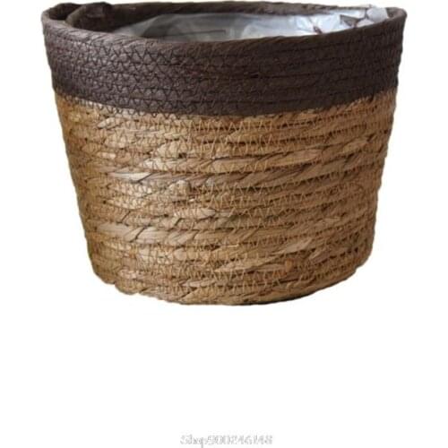Nordic Handmade Straw Laundry Picnic Toy Storage Basket Flower Pot Cover Plant Container Home Decoration O26 20 Dropship