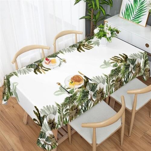 Leave Print Tablecloth Waterproof Rectangular Table Covers 3D Printing Coffee Table For Living Room-Kitchen Items-Home Decor