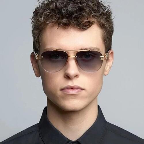 Luxury MACH SIX Classic Frameless Retro Mens Pilot Polarized Sunglasses Fashion Trend Womens Wild Sunglasses Oculos De Sol