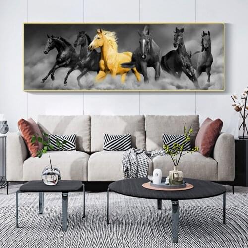 Modern Animals Painting on Canvas Posters and Prints Wall Art Running Horses Pictures for Living Room Home Cuadros Decoration