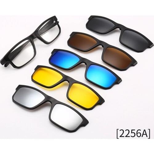 Sport Outdoor Eyeglass Frames 5 Pack Women Men Polarized Magnetic Clip on Sunglasses