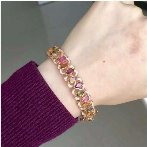 Natural And Real Tourmaline bangle Tourmaline bracelet 925 sterling silver