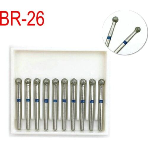 10pcs Dental FG Burs1.6mm Dentist Instrument Dentistry Lab High Speed Diamond Polishing Medium Drill BR-26
