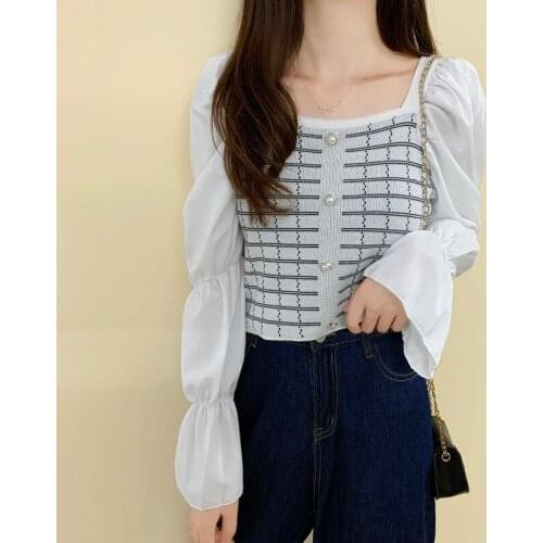 Black White Plaid Shirts Woman Feminina WomenS Vintage Long Sleeve Top Blouse Fashion Clothes 2020 Spring Autumn female D0328