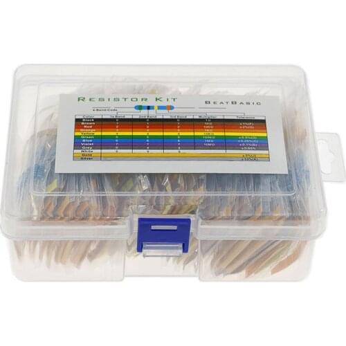 Boxed 860pcs /86 kinds/0.5W color ring resistance element package (0R1-10M) 1/2W metal film resistance package