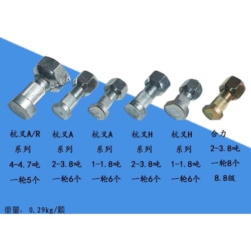 Forklift tire screw rim rim rear steering - wheel bolt and mother (HL2-3T8.8#) - Heli 2-3T