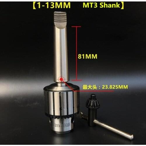 High Quality 1-13mm B16 Key Drill Chuck with Arbor MT3 Morse 3# Taper Shank