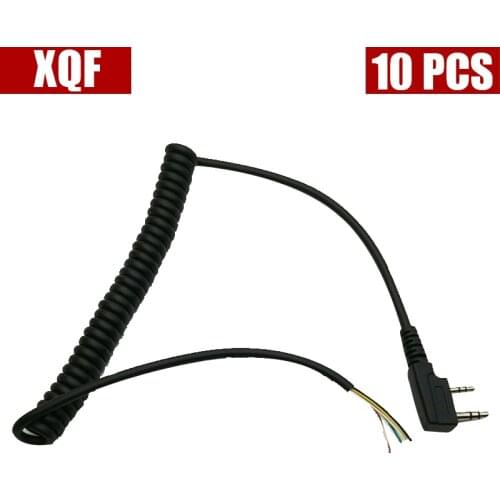 XQF 10PCS DIY 5wire microphone cable K plug 2pins for repairing baofeng UV-5R walkie talkies speaker mic