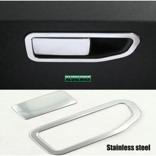 Co-pilot Storage Box Cover Trim Storage Bins Swith Paillette Stainless Steel 2018 2019 Car-styling for Peugeot 4008 5008 2017