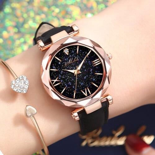 Women Watches Best Sell Star Sky Dial Clock Luxury Rose Gold Womens Bracelet Quartz Wrist Watches