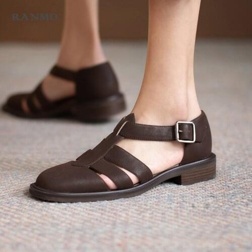 Womens Sandal 2021 New Vintage Roman Sandal Casual Sandal Low Heel Office Shoe Daily Commuter Sandal Beach Sandal Leather Sandal