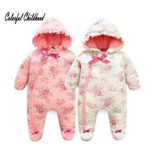 Winter New Born Baby Girl Rompers Autumn Thicken Christmas Hoodies overalls Newborn Baby Infant flora Romper Outfits Clothes