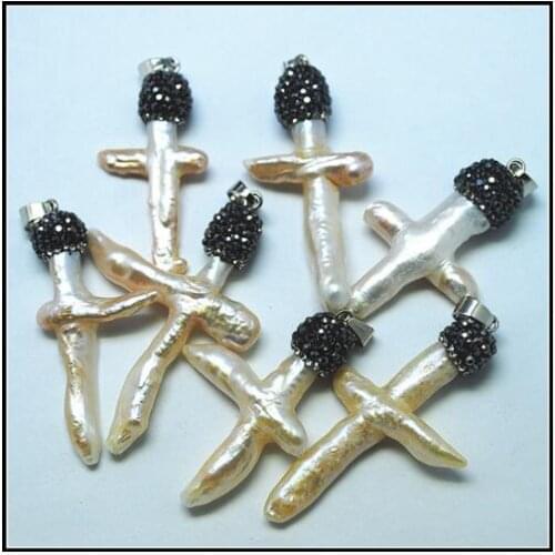 Charming nature cultured freshwater pearl pendants top fashion cross shape new designs itally hawaii beach fashion hot items