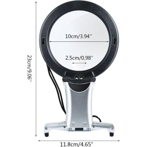 100mm Hands Free LED Loupe Lighted Jewelry Reading Magnifier Neck Wear Magnifying Glass for Seniors Sewing Cross Stitch