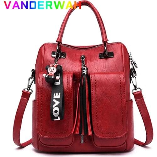 Soft Leather Backpack Female Travel Back Pack School Shoulder Bags for Teenage Girls 2021 3 In 1 Mochila Bagpack Women Backpack