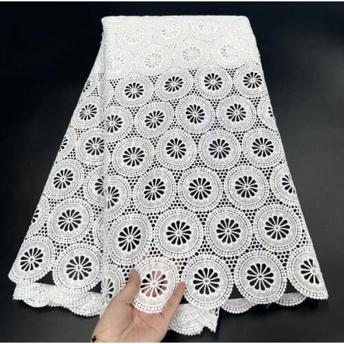 5yards/pc) Sequins embroidered African cord lace fabric white Guipure lace newest design for party dress WJY016