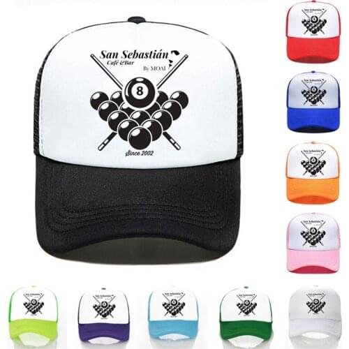 Printed Baseball Cap Custom Logo Hat Billiards Black 8 Solid Color Wholesale Men Women Simple Casual Black White Purple Mesh Cap