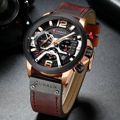 CURREN Quartz Watch for Men Top Brand Luxury Fashion Military Leather Wristwatch Sports Chronograph watches man Relogio