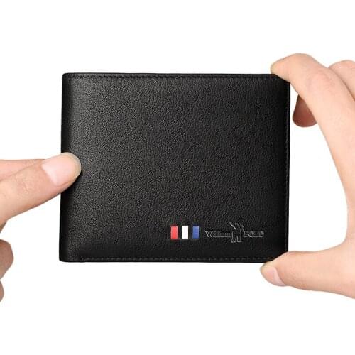 Genuine leather Wallet Slim Purse Fashion Small Short Pouch Bifold For Male Money Bag Case