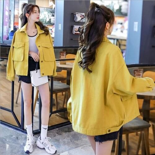 2021 New Fashion Women Jeans Jacket And Coats Spring Autumn Candy Color Casual Short Denim Jacket Bomber Jacket Basic Coats