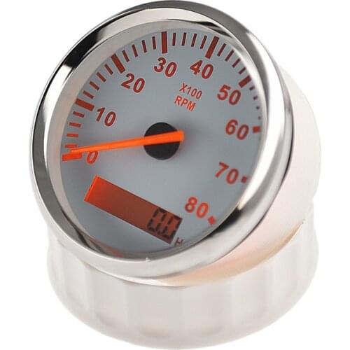 For Motorcycle Boat Tachometer Auto Marine Accessories Tacho Hour Meter Gauge LCD Hourmeter 8000 RPM 85mm Car Automobile12V/24V