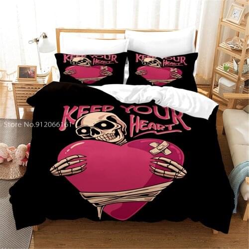 Fashion Digital Printing Skeleton Bedding Set Adult Multi-Size Bed Linen Bedclothes Bed Duvet Cover Home Textiles