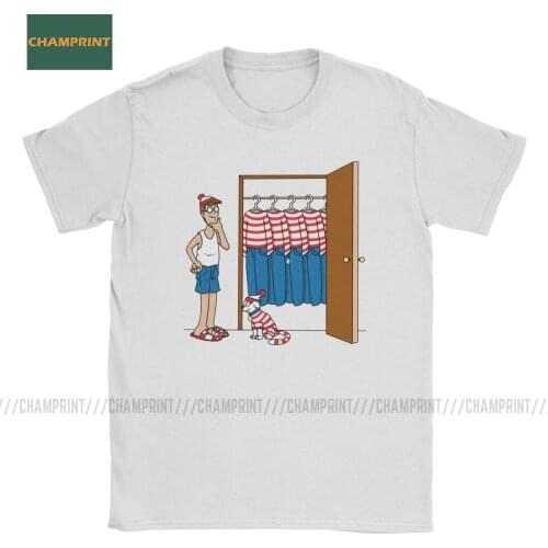Wallys Wardrobe Ou Est Charlie Waldo T-Shirt Men Wheres Parody 90s Comic Wanted Cotton Tee Shirt Short Sleeve T Shirts 6XL