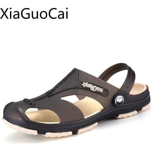Hot Sale Retro Men Slippers Two Way Pvc Beach Sandals for Mens Summer Platform Slides Fashion Slippers Drop Shipping W14 35