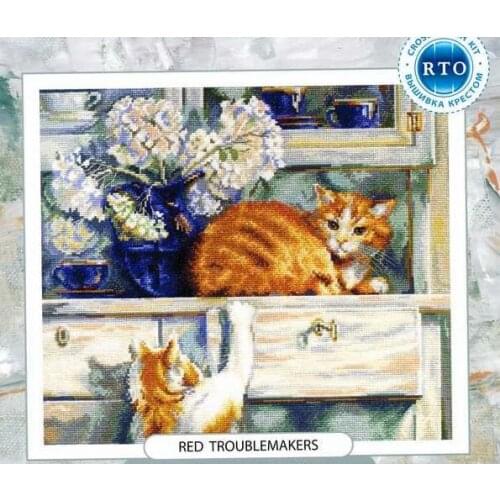 14/16/18/27/28 Gold Collection Lovely Counted Cross Stitch Kit Red Troublemakers Cats Kitties Kittens Cat Chest rto