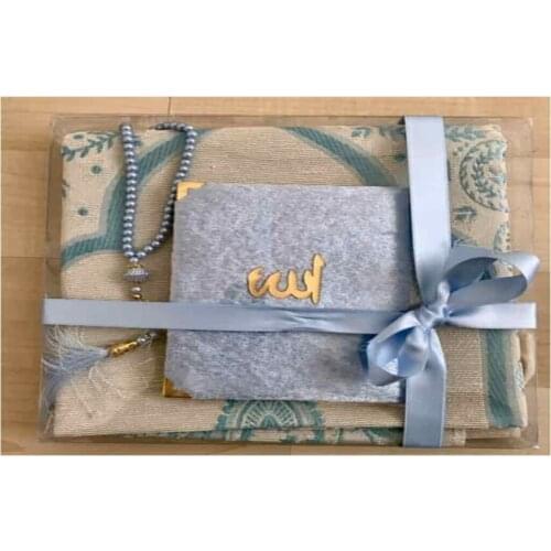 3-Piece Prayer Rug Set BLUE 1 Rosary 1 Prayer Rug 1 Yasini Sharif Islamic gift سجاد صلاة مسلم هدية إسلامية sijad salat muslim