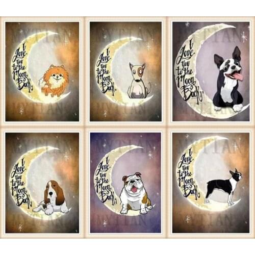 New 5D DIY Diamond Painting animal full square/round drill Diamond Embroidery Moon dog art Home Decoration Christmas GiftS