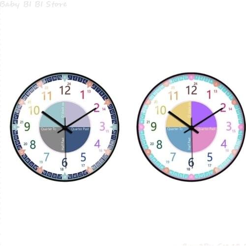 Educational Wall Clock for Children Kids Teaching Clock Learn to Tell Time for Home school Classroom Teachers and Parents