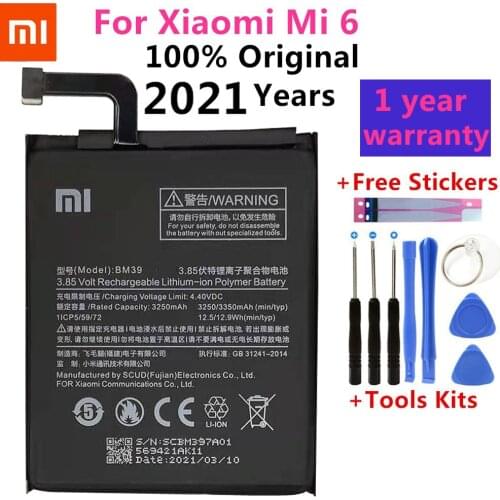Xiao Mi Original Phone Battery BM39 For Xiaomi Mi 6 Mi6 3250mAh High Capacity Replacement Battery Free Tools Retail Package