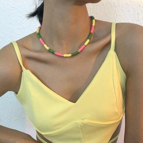 Soft Resin Splicing Color Clavicle Chain Necklace for Women Short Gold Color Necklaces Female 2021 Fashion Jewelry Simple New