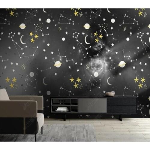 Papel de parede minimalist light luxury starry sky planet space natural illustration wallpaper mural,living room home decor