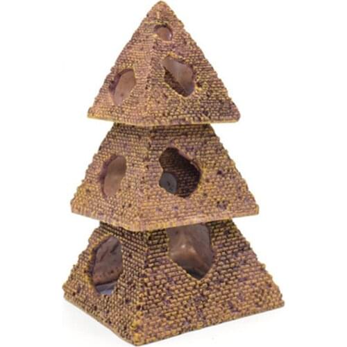 Aquarium Fish Tank Pyramid Resin Ornament Cave Landscaping Home Office Decoration Hiding Fish Tank Ornament Cave Pet Supplies